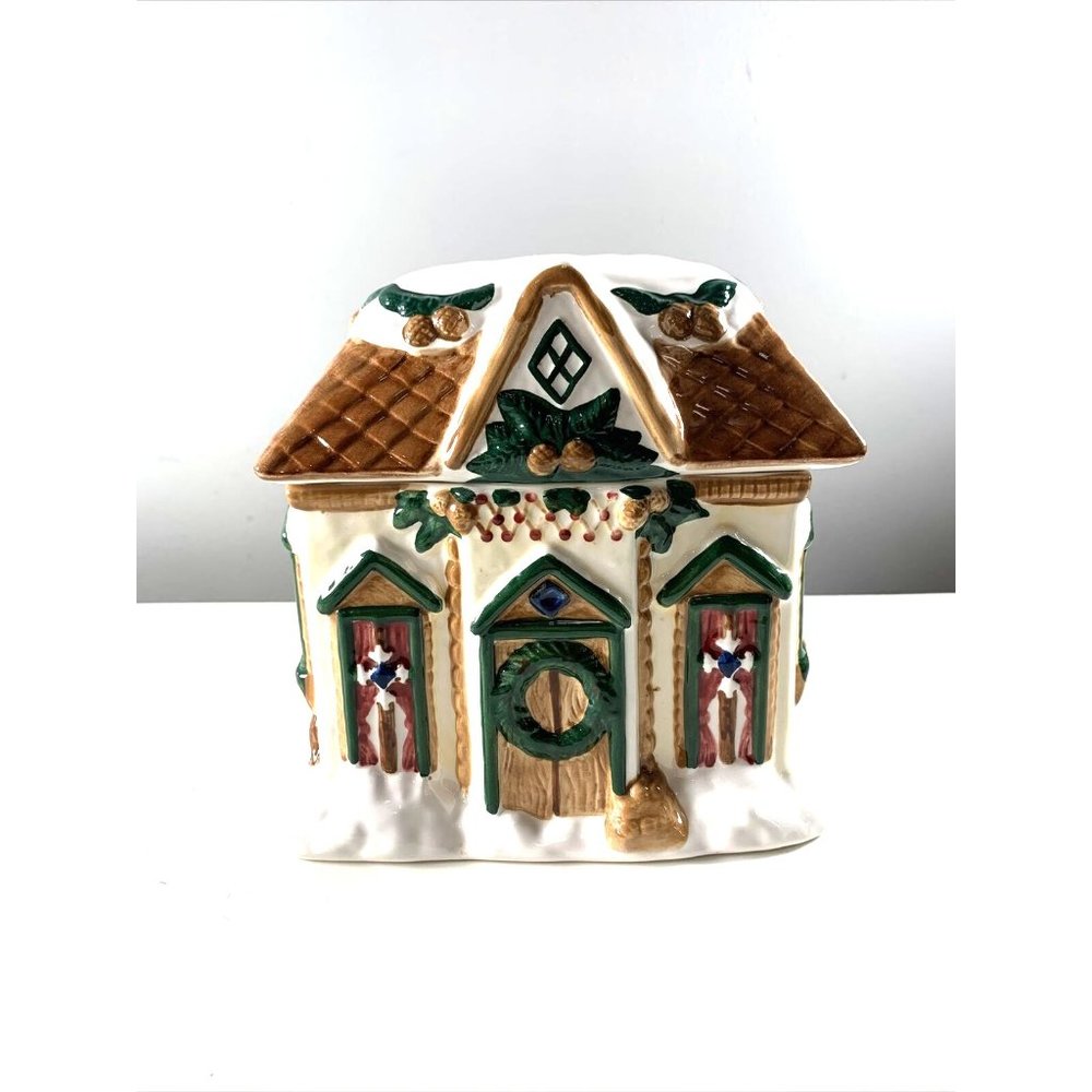 The Cellar Log Cabin Cookie Jar/Cannister Christmas Large